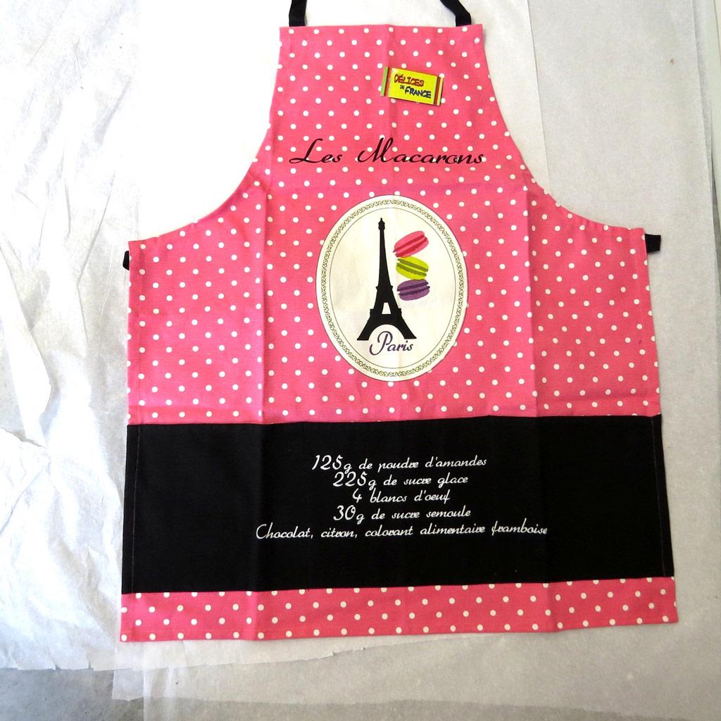 Les Trésors De Lily [M1330] - Дизайнерский фартук «Macarons de Paris» черно-розовый - 76x68 см