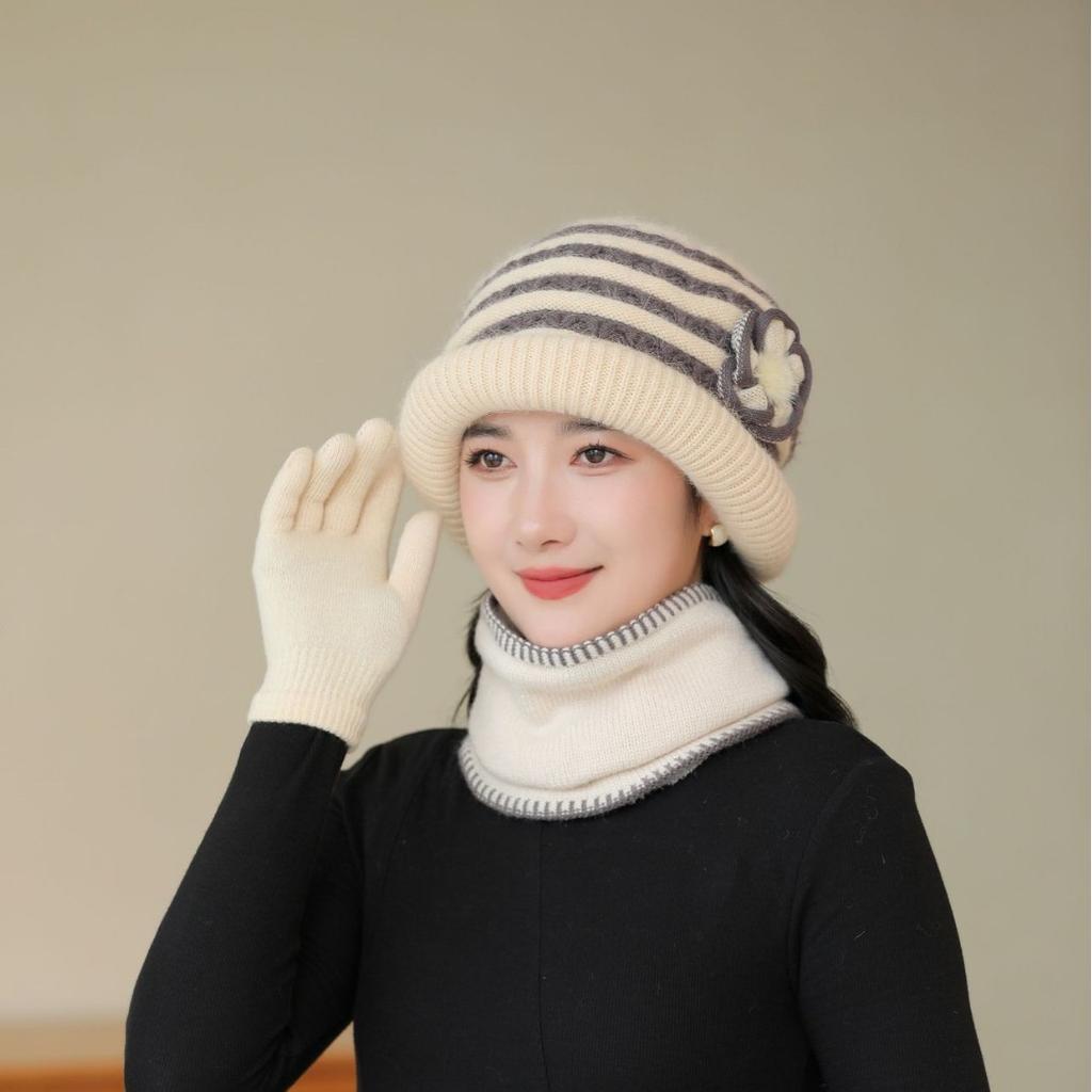 Mom Hat Girl Winter People Autumn and Winter Old Man Grandma Fashionable Old Lady Warm Knitted Wool Hat