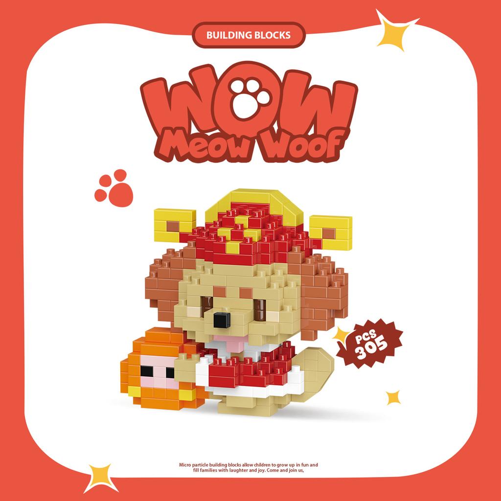 Mini Cartoon Cute Cat Dog Animals Models DIY Building Blocks Toys Micro Blocks Kit Christmas New Year Gifts Lucky Decor