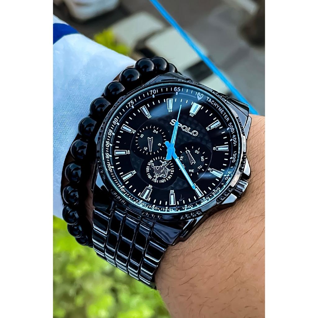 Men's Watch Card Holder Belt Wallet Prayer Beads Bracelet Suit Combination Set Gift For Lovers Engagement Special