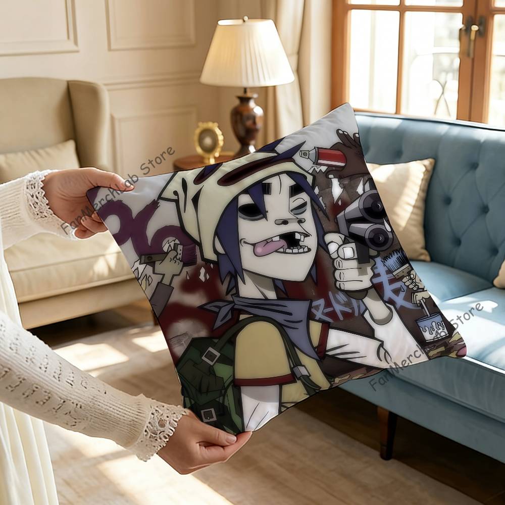 GGorillaz Rock Band Cushion For Bedroom Car Coffee Shop Room and Living Room Sofa Decorative Pillow Cover Case