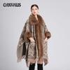 Winter Women's Shawl Cape Jacket Fur Collar Jacquard Loose Tassel Large Size Seven-point Sleeves Tweed Jacket
