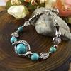 Декор в виде бабочек, регулируемый браслет унисекс, бирюзовые бусины ручной работы, браслет в стиле ретро, ​​ювелирные аксессуары