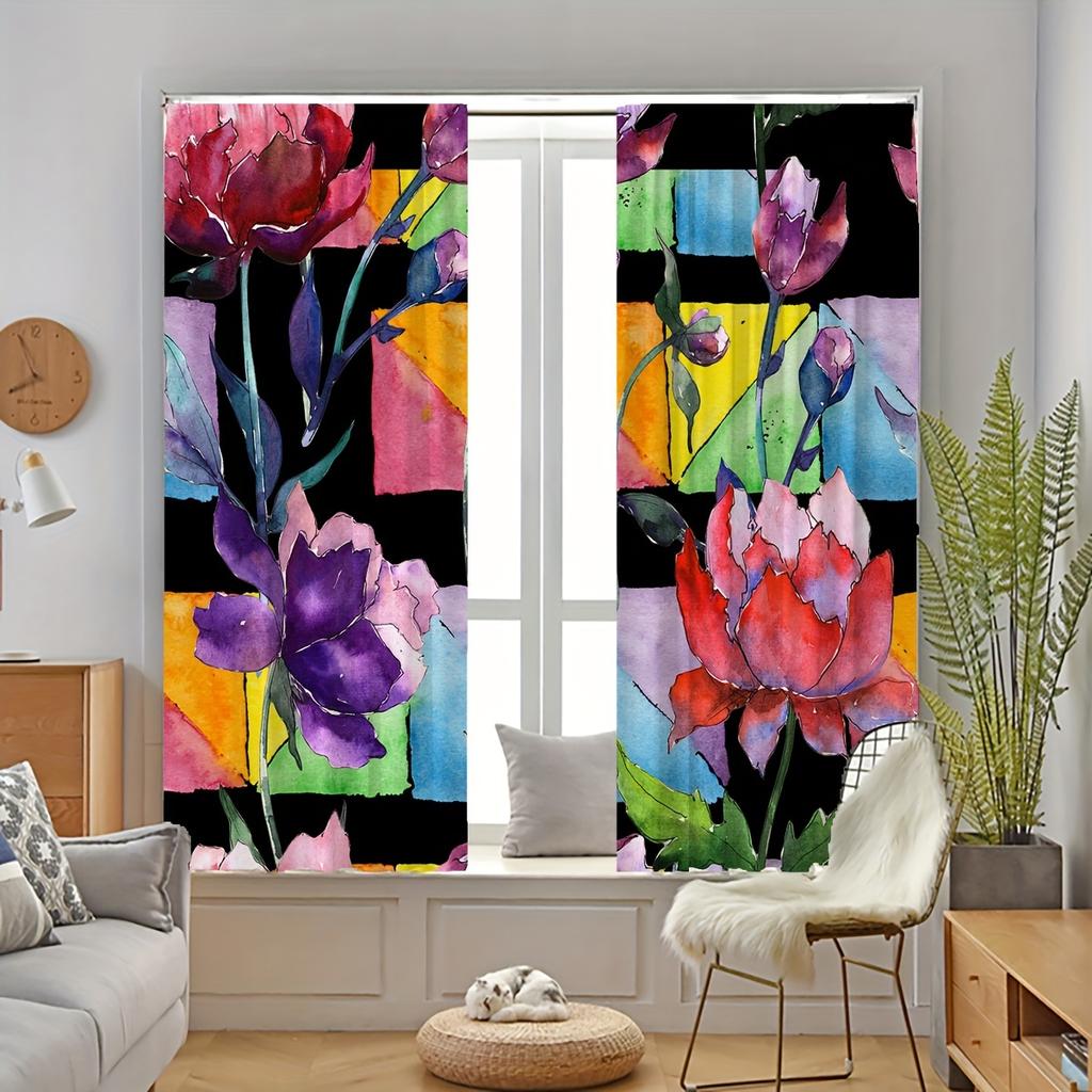 2 шт. бесшовные бордюры с красочными цветочными узорами акварельные падающие листья принты шторы для гостиной спальни для домашнего декора