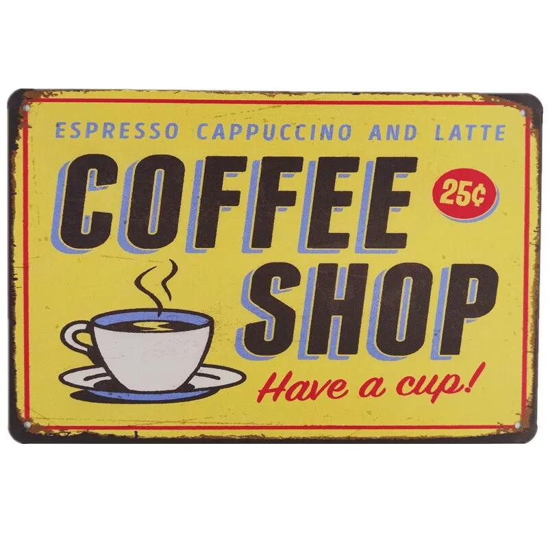 Vintage Shabby Chic Kaffee Menü Metall Zinn Zeichen Retro Home Bar Cafe Pub Taverne Wand dekoration dekorative Platte Poster für
