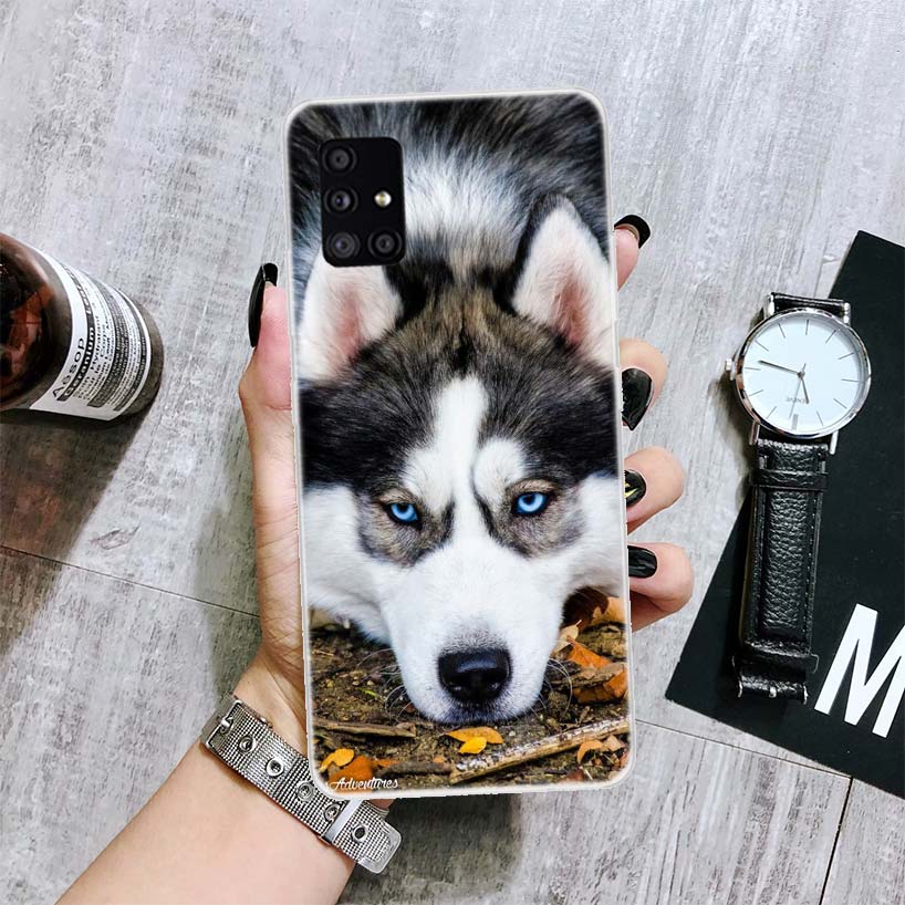 Чехол для телефона с собакой сибирского хаски для Samsung Galaxy A12 A22 A32 A42 A52 A72 A51 A71 5G A41 A31 A21 A02S M12 M21 M31 M30S Fundas