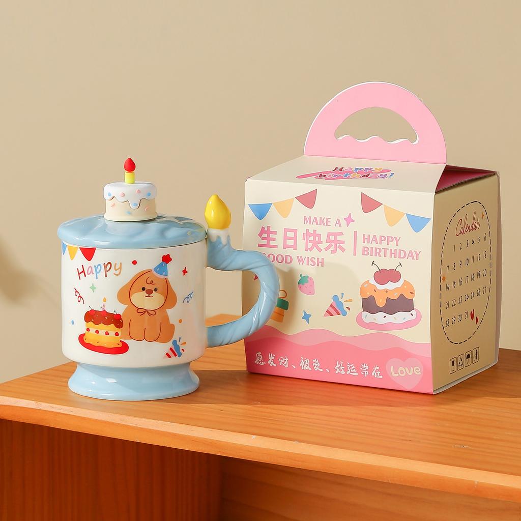 Керамическая кружка с крышкой в мультяшном стиле, кружка высокой ценности, милая, для девичьего сердца, стакан для воды, сувенирная кружка, стакан для питья для студентов