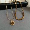 Light Luxury Collarbone Chain Senior Sense Sweater Chain Tiger's Eye Stone Beaded Necklace  Winter