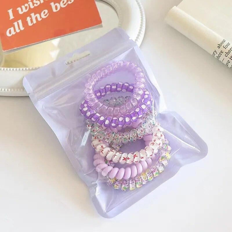6pcs/bag Candy Color High Elastic Hair Bands Girls Hair Ties Frosted Spiral Cord Rubber Bands Rope Stretch Headwear Accessories