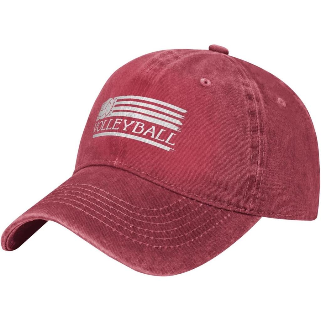 Volleyball American Flag Washed Baseball Cap Unisex Cotton Dad Hat for Outdoor Sports
