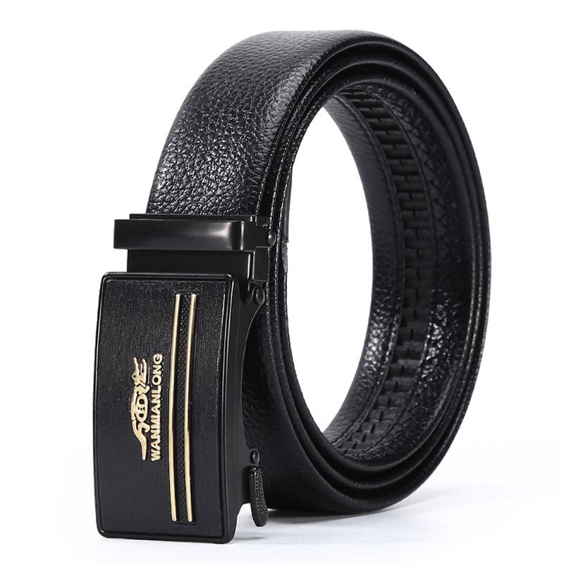 Ремень мужской повседневный деловой ремень автоматическая пряжка коровья кожа средний зеленый ремень