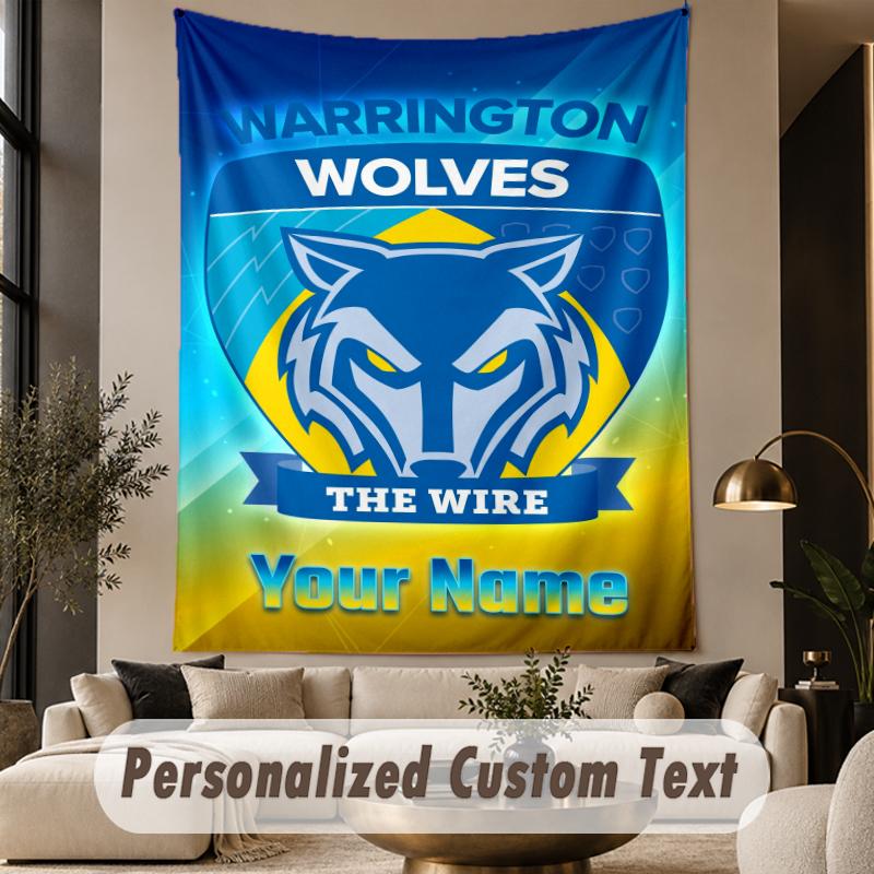 Custom Text Tapestry Warrington Wolves FC Print Wall Tapestry Indoor Living Room Wall Decor