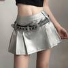 Fashion Punk Style Women Skirts PU Pleated Short Skirt
