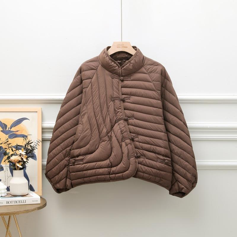 Осень и Зима Женская Ультралегкая Куртка из Белого Утиного Пуха Оверсайз Свободного Покроя Повседневная Короткая Куртка Пуховик Винтажные Женские Парки