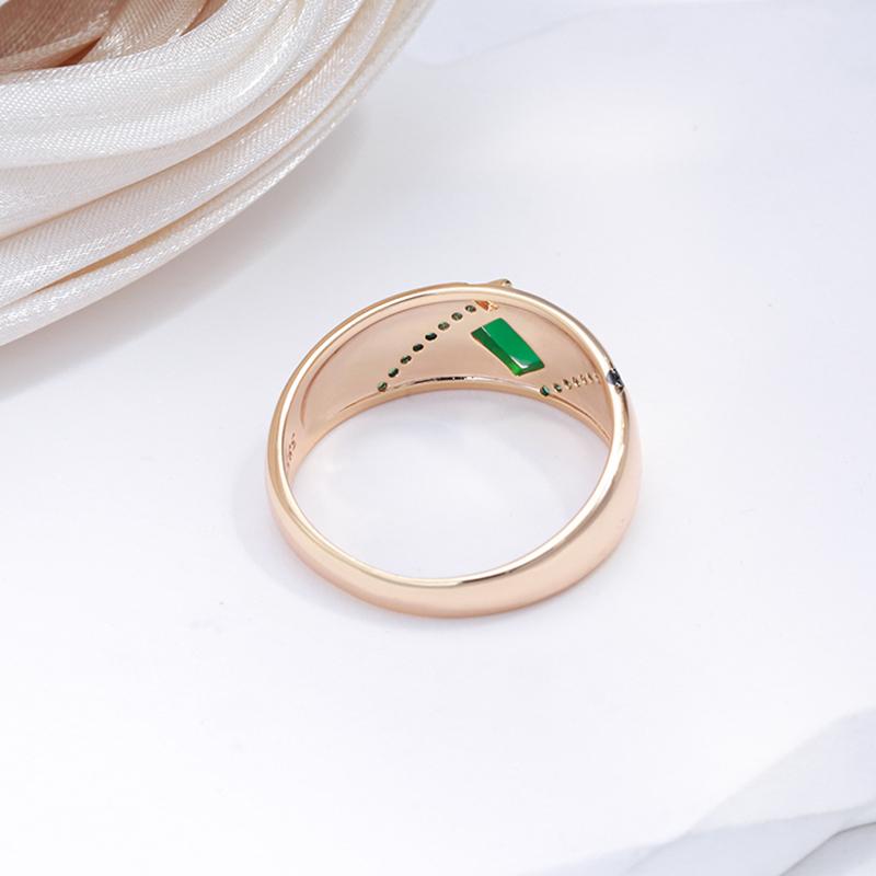 Винтажные кольца Kinel Drak с зеленым цирконом для женщин, розовое золото, черные ювелирные украшения