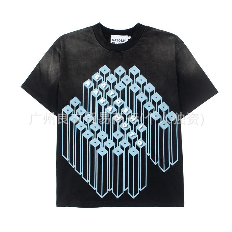 Unisex Oversized Streetwear Tee With Distressed Ink Wash Print Loose Fit Cotton T-Shirt Casual Wear