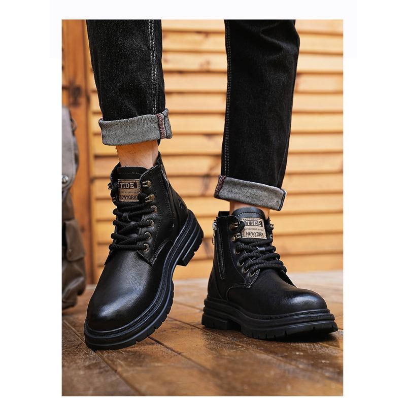 Mens High Top Waterproof Casual Retro British Style Work Short Martin Boots