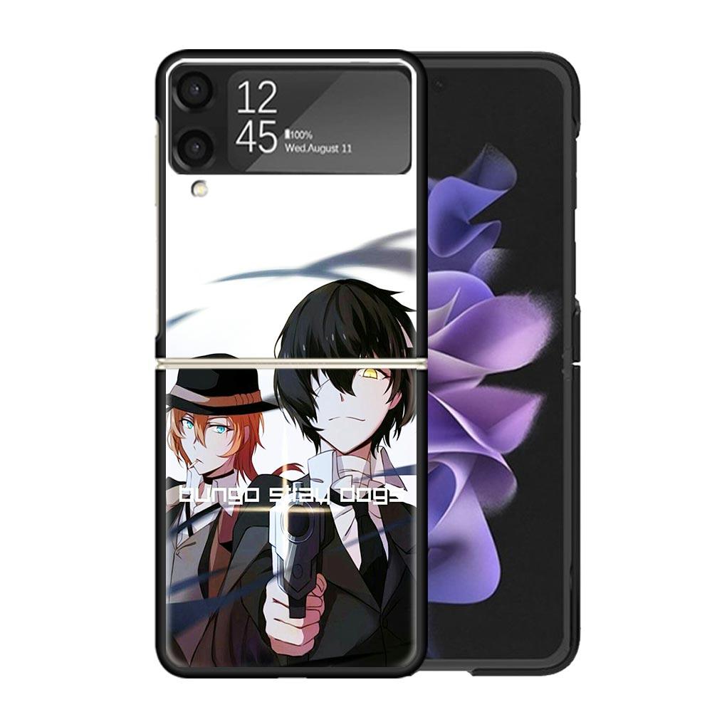 Bungo Stray Dogs Двойной Черный Прозрачный Чехол Для Телефона Для Samsung Z Flip 7 6 5 4 3 Galaxy ZFlip7 ZFlip6 ZFlip5 ZFlip4 ZFlip3 5G Печать C