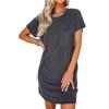 New Women's Colorblock Twist Strap Short Sleeve Pocket Casual Dress, Summer European American Style Crossbody Dress