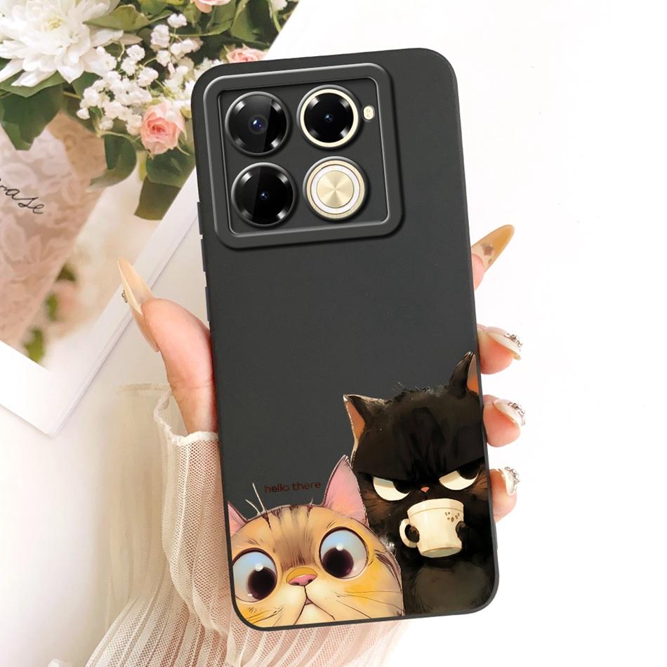 For Infinix Note 40 Pro 4G 5G / Note 40 Pro+ / Note40 X6853 Cute Cat Flower Cartoon Phone Case Soft Silicone Cover Bumpers