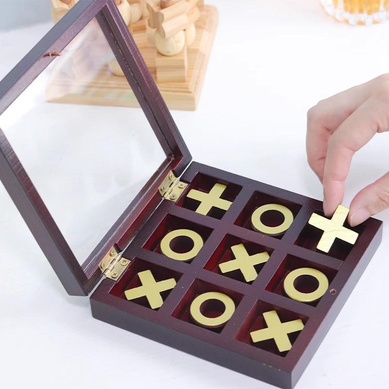 Детская 3D игра Крестики-нолики Деревянная XOXO Стратегические настольные игры Для взрослых и вечеринок Уникальный подарок Игровые автоматы