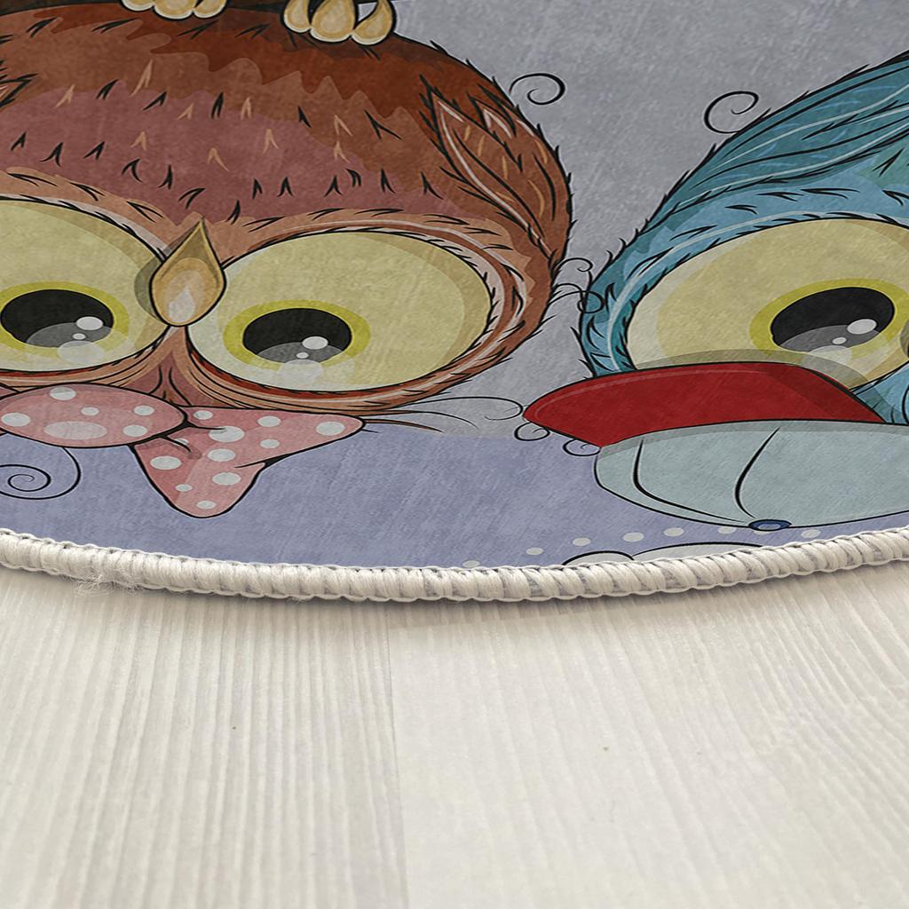 Декоративный хлопковый тканый ковер с рисунком совы, современный, тонкий, моющийся устойчивый к пятнам трендовый тканый напольный ковер для комнаты