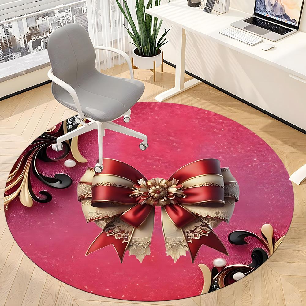 1pc Bowtie, Ribbon Chair Carpet for Office Non Slip, Lightweight, Machine Washable Rug for Office Holiday Decor