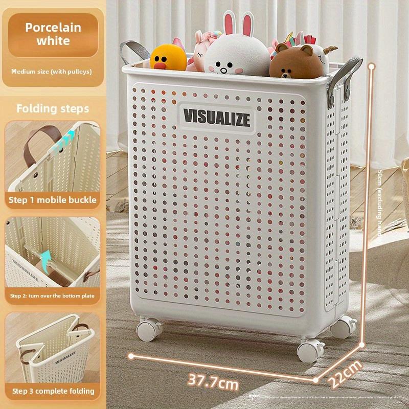Foldable Laundry Basket with Wheels Stylish Home Clothes Hamper Storage Organizer