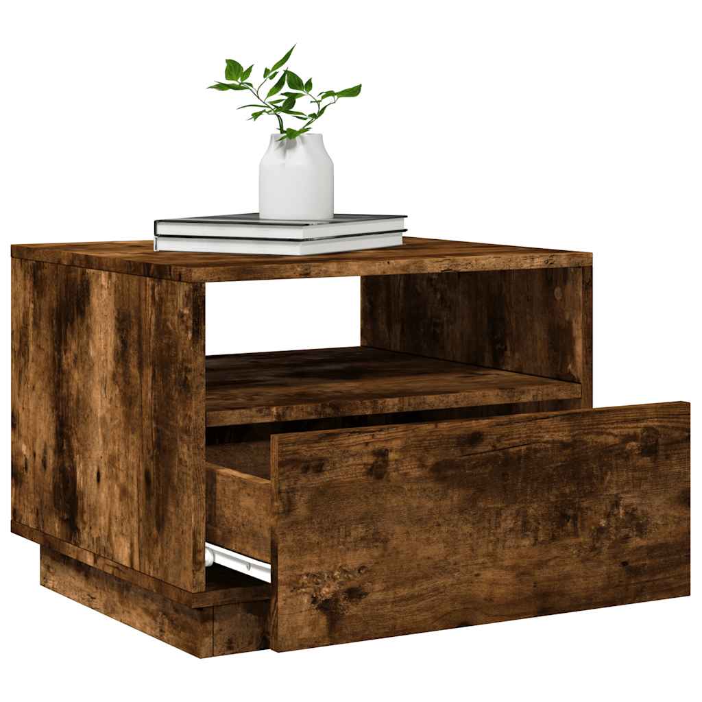 LED Coffee Table in Smoked Oak 50 x 49 x 40 cm