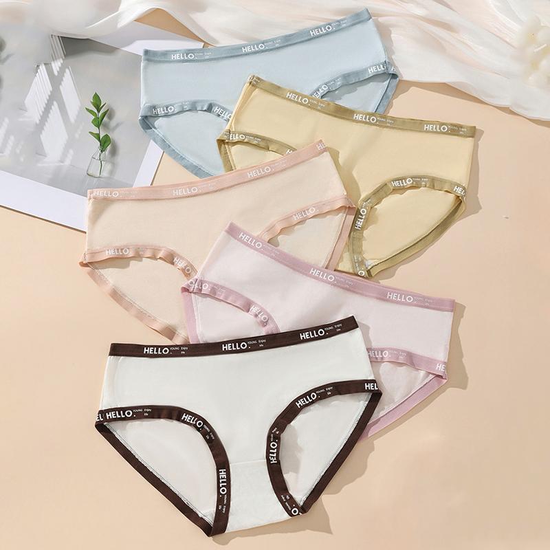 LANGSHA 5Pcs Cotton Panties Women Underwear Breathable Cute Print Briefs Female Fashion Lingerie XXL