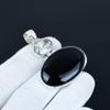 Natural Black Onyx & White Topaz Pendant, 925 Sterling Silver Jewelry, Handmade Jewelry, Boho Jewelry, Antique Pendant For Anniversary Gifts
