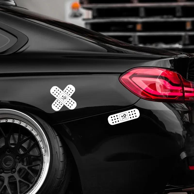 Car Sticker Funny Band Aid Car Window Decal Cross Band Aid Hurt Stickers Truck Motor Bicycle Tape Laptop Vehicle Decal Graphics