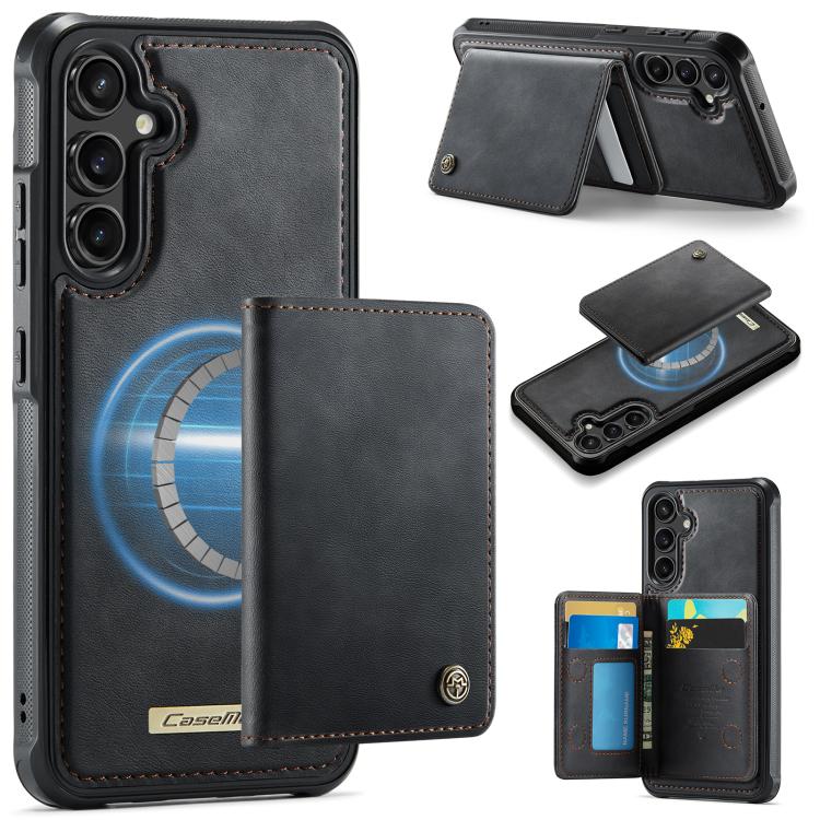 CaseMe Me80 Magnetic RFID Wallet Phone Case For Samsung Galaxy S24 FE 5G, Detachable Multi Card Slot Kickstand Anti-Theft Cover