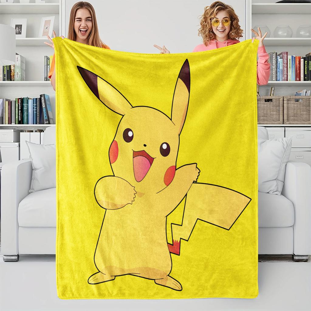Anime Pokemon Flannel Blanket Cartoon Pikachu Children's Gift Blanket Home Sofa Lunch Break Blankets  Student Throw Blankets