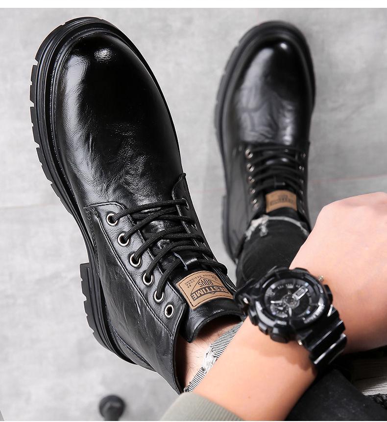 Новые мужские ботинки Martin из натуральной кожи с шерстяной подкладкой — деловые повседневные зимние высокие ботинки для снегоступов.