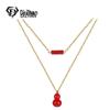 European & American Christmas Stainless Steel Double-Layer Gourd Pendant Necklace for Women