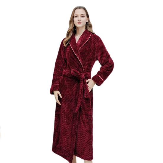 Парная зимняя ночная рубашка из плотного кораллового флиса, теплая, со шнуровкой, регулируемым поясом, отложным воротником и карманами, отличная впитываемость воды, средняя длина, женская домашняя одежда