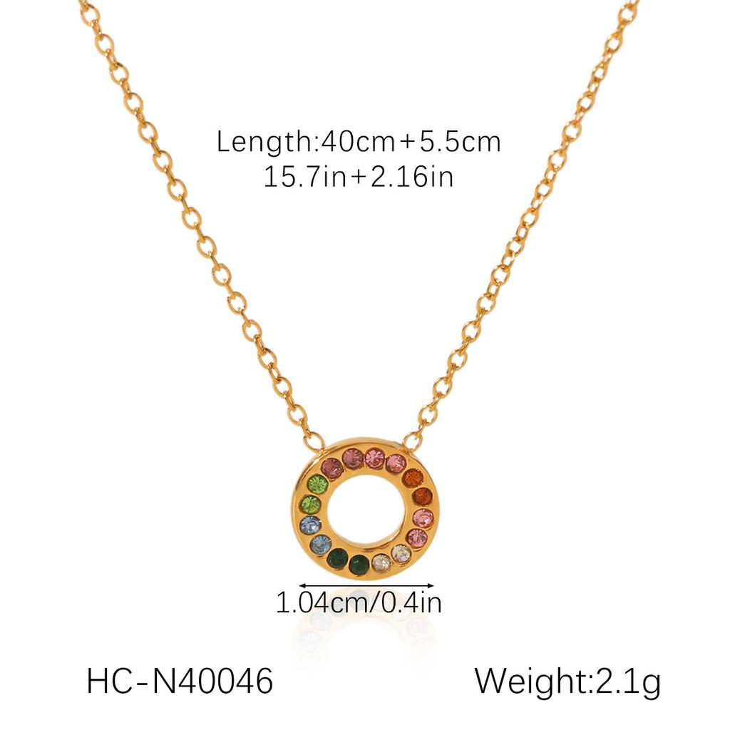Zirconia Heart Pendant Necklace Titanium Steel Gold Tone Elegant Women Chain Collarbone Jewelry Gift