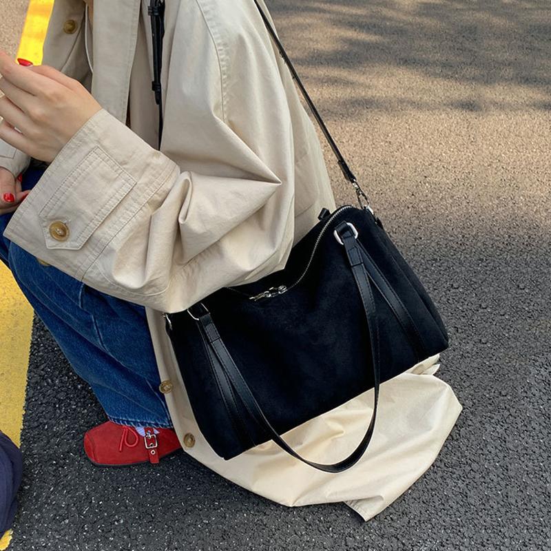 Модная женская наплечная сумка из искусственной замши, сумки кроссбоди, большая вместимость, матовая ПУ кожа, женские сумки-тоут