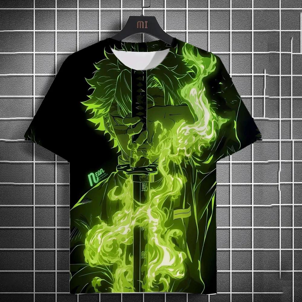 Японские граффити аниме модные повседневные мужские футболки с коротким рукавом с 3D-принтом - Мягкая ткань из полиэстера средней эластичности Летняя одежда свободного кроя