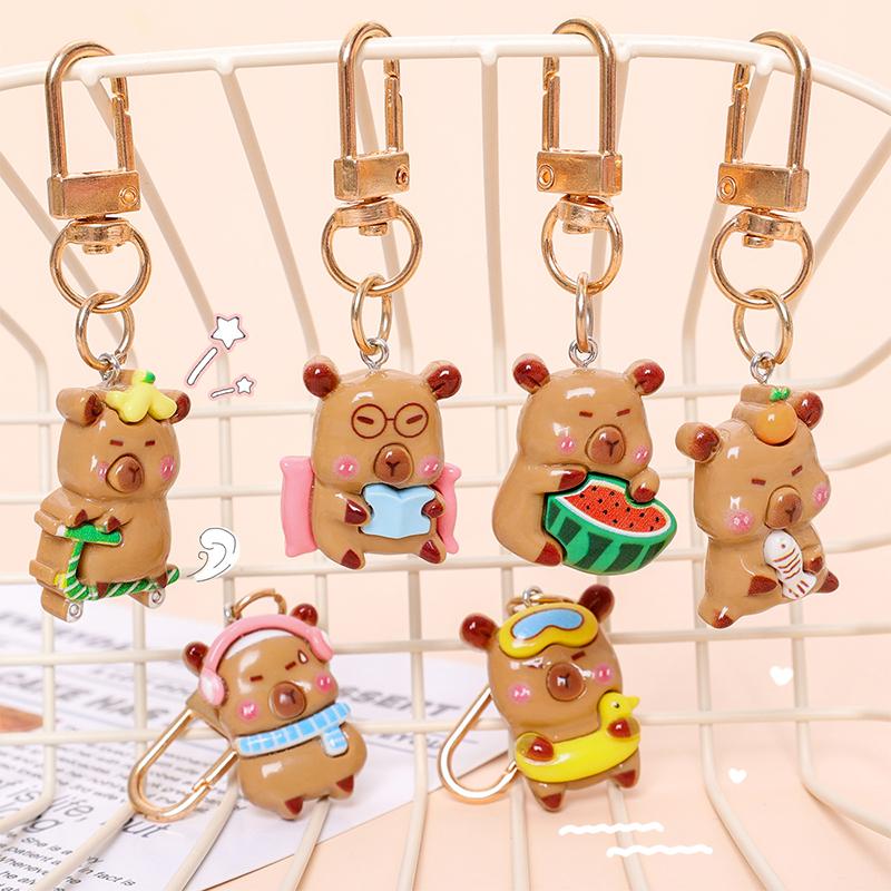Милый брелок Capibala мультфильм маленькая подвеска Capybara девушка рюкзак аксессуары сумка ключ украшение лучший друг подарок