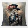 European Luxury Royal Court Leopard With Wreath Animals Portrait Painting Cushion Covers Sofa Pillowcase
