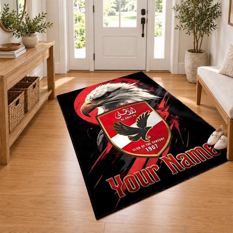Al Ahly FC Custom Name Personalized Rug Non‑Slip Doormat Floor Carpet Housewarming Birthday Gift for Family Friends
