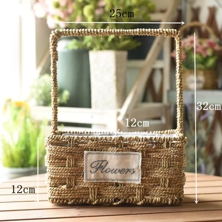 Пасторальная скандинавская плетеная цветочная корзина-сумка для композиций из сухоцветов и горшка с суккулентом