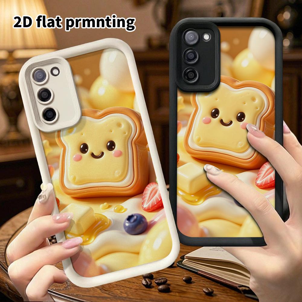 Чехол для телефона: 2D плоский дизайн, подходящий для защитного чехла Samsung Galaxy A34 A35 M05 M06 S20 S22 S21 FE Plus 5G, персонаж тост-хлеб, идеальный Рождест