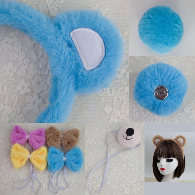 Bear Costume Set Ears Tail Bowtie Nose Tutu Glove Animal Fancy Costume Kit Accessories for Kids Halloween Cosplays Props