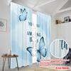 2pcs 2D flat printing Window Curtains Blue Butterfly Amazing Things Fabric Without Electricity Family Party Use for Wall art