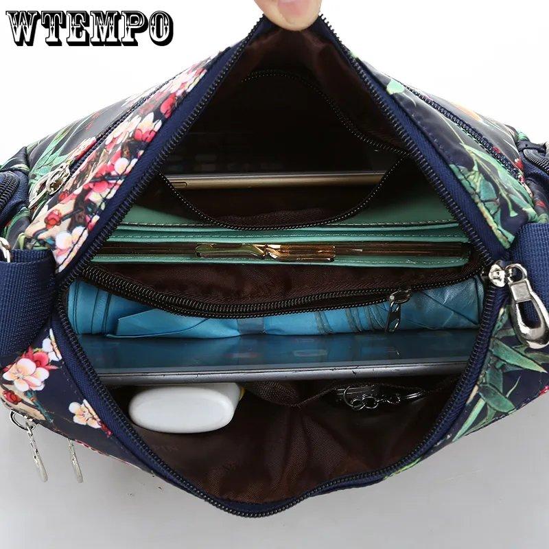 WTEMPO Женские сумки на одно плечо с цветочным принтом в сельском стиле, винтажные легкие сумки-мессенджеры на молнии в европейском и американском стиле