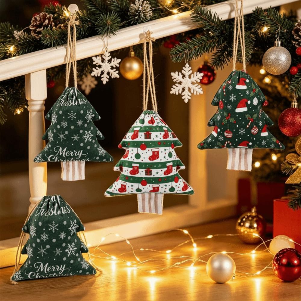 Flannel Drawstring Storage Bags Drawstring Design Pocket Christmas Bags Gift Giving