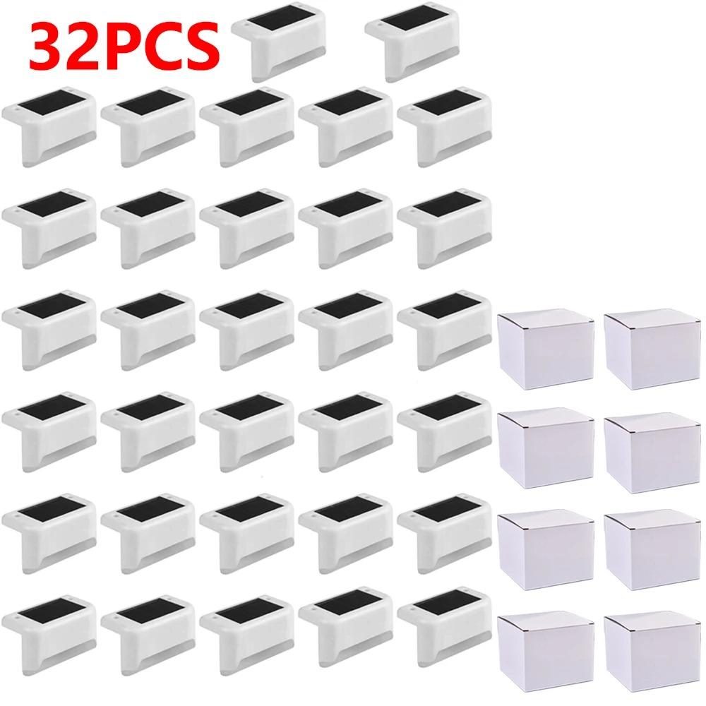 4-32pack Warm White Solar LED Step Lights Waterproof Outdoor Garden Path Stair Balcony Night Light Patio Fence Light Decoration